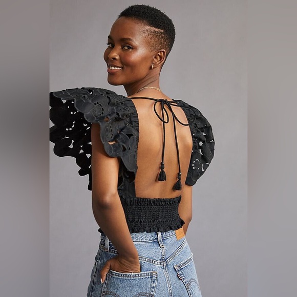 ANTHROPOLOGIE OPEN BACK BLOUSE - Picture 4 of 5